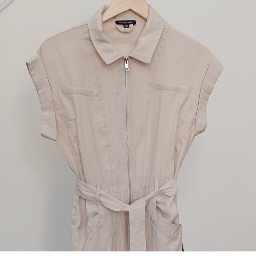 SOLD- Skies Are Blue Beige Utility Jumpsuit Size Medium
